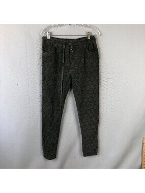 Venti6 Pants Womens Small Green Jogger Elastic Waist Stretch Geometric Italy